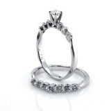 Diamond Bridal Wedding Set in 14 Kt White gold, 1.00Ct tw